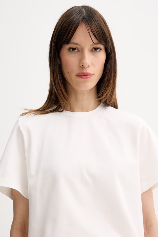 Marella t-shirt damski bawełniany z elastanem Emme by Marella biały 2615971041200