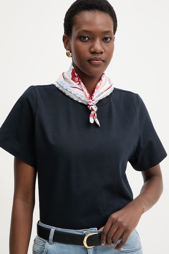 Dámske bavlnené tričko s elastanom Marella Emme by Marella tmavomodrá 2615971041200