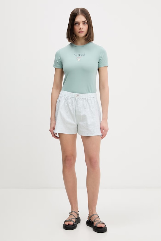 Guess Jeans t-shirt W6RI15.J1314 turkusowy SS26