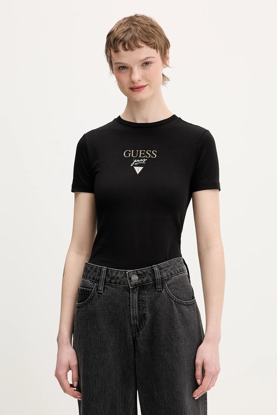 Guess Jeans t-shirt z elastanem czarny W6RI15.J1314