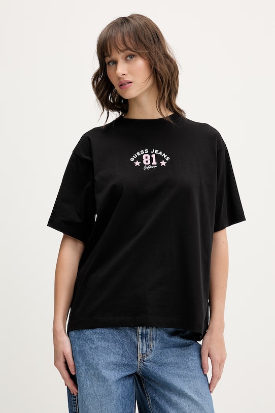 Guess Jeans t-shirt bawełniany nadruk czarny W6RI20.K8HM0