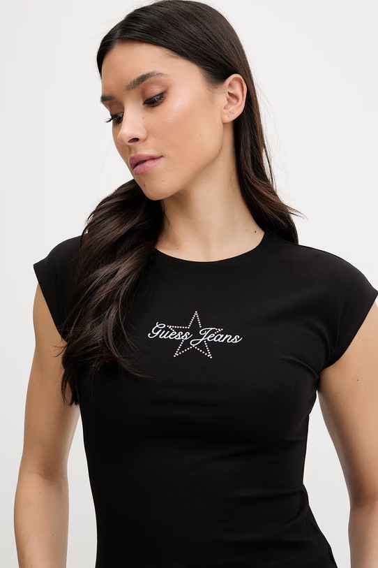 Μπλουζάκι Guess Jeans μαύρο W6RI21.J1314