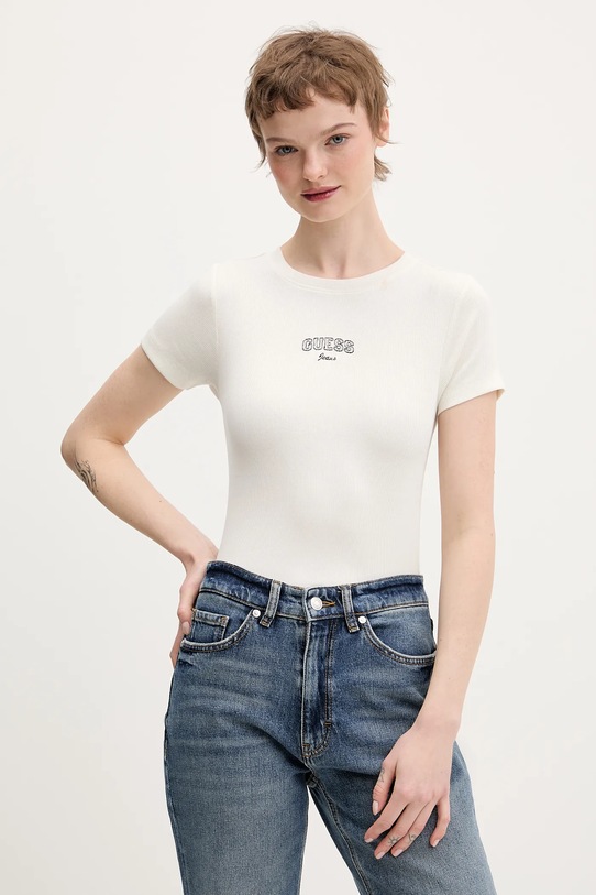 Guess Jeans t-shirt aplikacja beżowy W6RP21.KA0H1