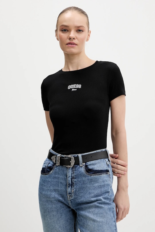 Guess Jeans t-shirt aplikacja czarny W6RP21.KA0H1