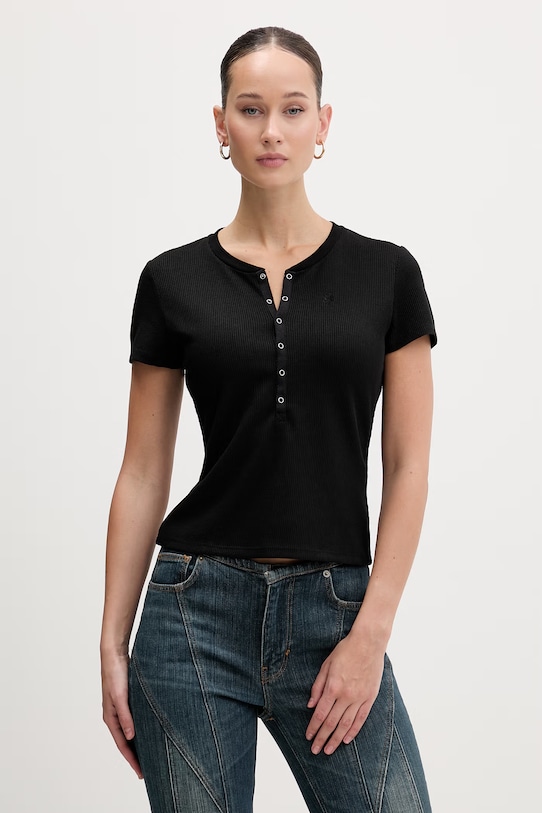 Guess Jeans t-shirt z elastanem czarny W6RP27.KD072