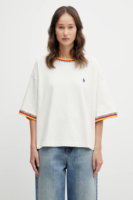 Polo Ralph Lauren cotton t-shirt 10/1 OE JERSEY applique beige 211A96265001