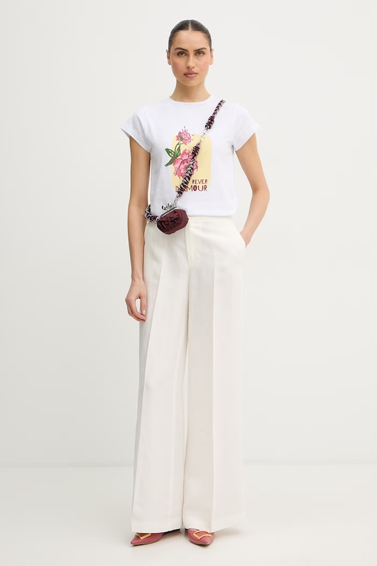 IBlues t-shirt bawełniany PAGINA 2617971051200 biały SS26