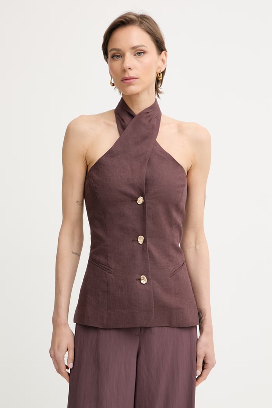 Marella топ жіночий лляний GIORNO коричневий 2613161012200