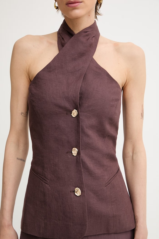 Marella топ жіночий лляний GIORNO 2613161012200 коричневий