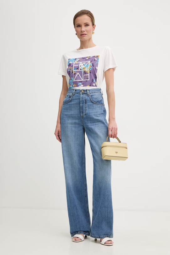 Marella t-shirt damski bawełniany Emme by Marella 2615971092200 beżowy SS26