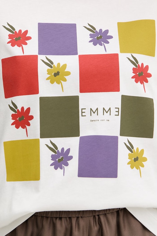 Marella t-shirt damski bawełniany Emme by Marella 2615971092200 beżowy