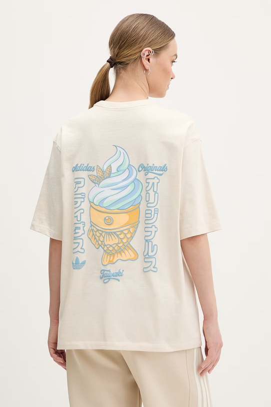 adidas Originals t-shirt bawełniany Taiyaki nadruk beżowy KY5480