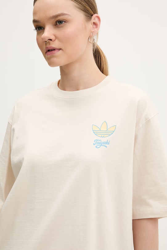 Памучна тениска adidas Originals Taiyaki бежов KY5480