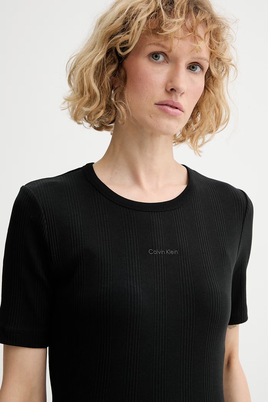 Oblečenie Calvin Klein basic tričko dámske bavlnené s elastanom LV044F211G čierna