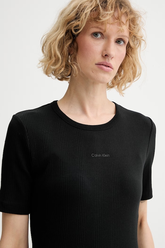 Oblečenie Calvin Klein basic tričko dámske bavlnené s elastanom LV044F211G čierna