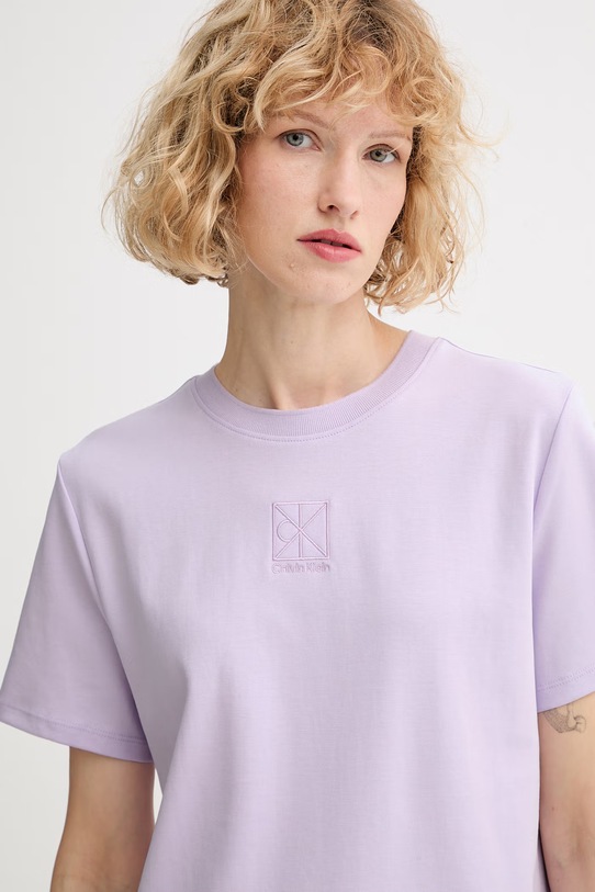 Calvin Klein тениска дамска от памук виолетов LV044D202G