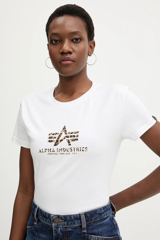 Alpha Industries t-shirt bawełniany Basic BL Mirror Leo W biały 196051ML