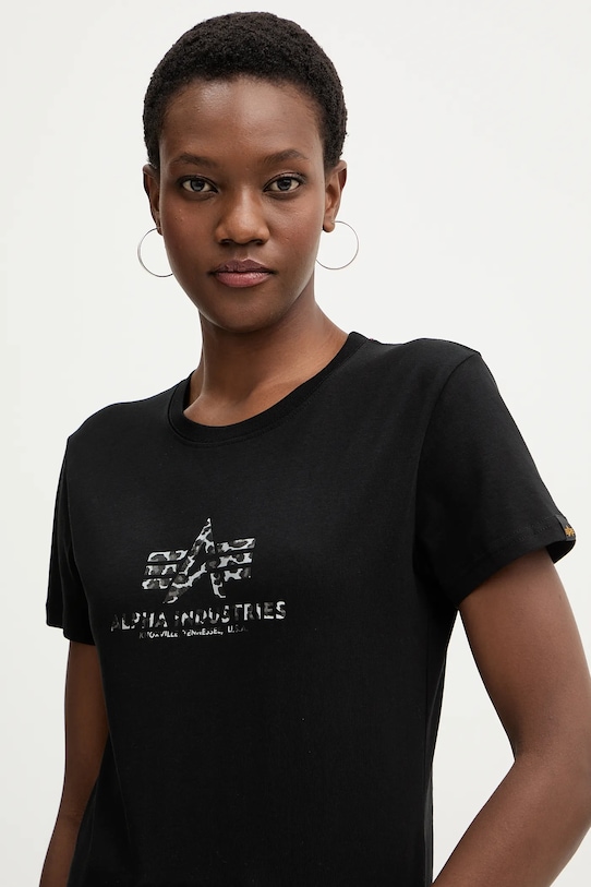 Alpha Industries t-shirt bawełniany Basic BL Mirror Leo W czarny 196051ML