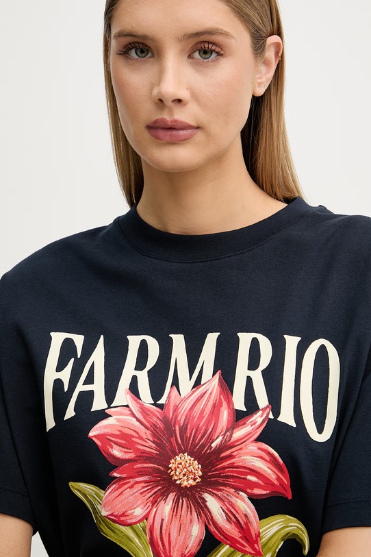 Barbour tričko dámské bavlněné x Farm Rio námořnická modř LTS0736