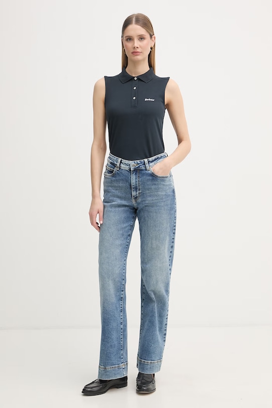 Barbour top damski bawełniany z elastanem Bowford LML0888 granatowy SS26