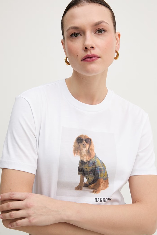 Barbour t-shirt bawełniany Marine biały LTS0716