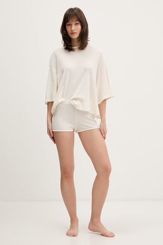 American Vintage T-shirt swetrowy damski bawełniany ATA02A beżowy SS26