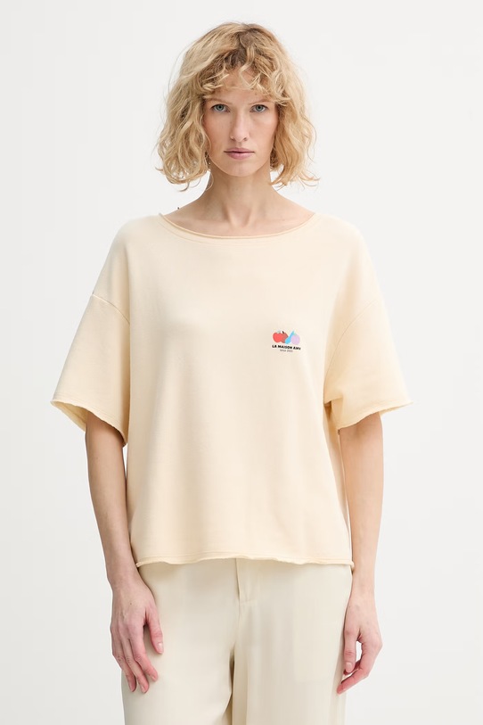 American Vintage t-shirt nadruk beżowy ATU02A