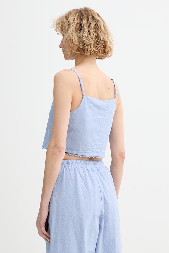 Ρούχα American Vintage Crop top γυναικείο βαμβακερό FEO07A μπλε