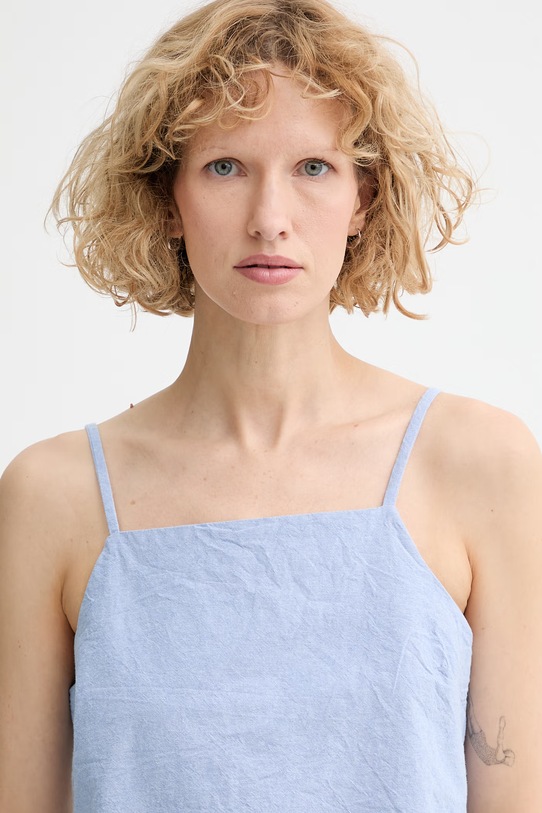 American Vintage Crop top γυναικείο βαμβακερό μπλε FEO07A