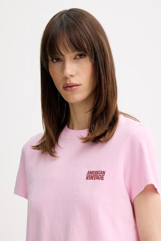 American Vintage t-shirt bawełniany różowy YKO02C