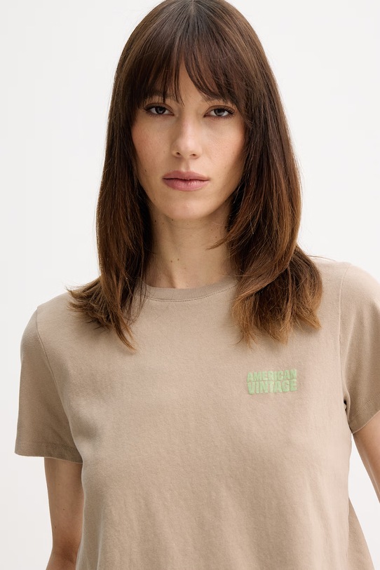 American Vintage t-shirt bawełniany beżowy YKO02C