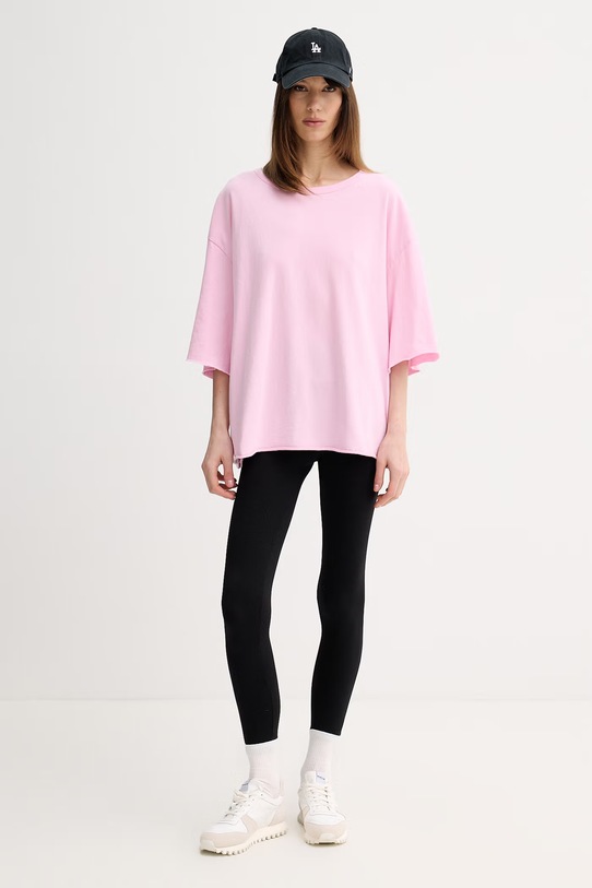 American Vintage t-shirt oversize damski bawełniany YKO02D różowy SS26
