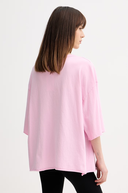 Odzież American Vintage t-shirt oversize damski bawełniany YKO02D różowy