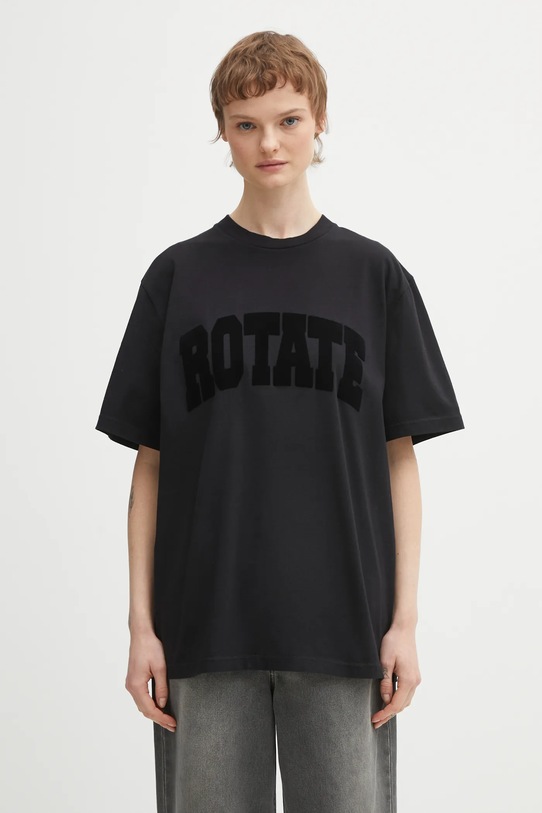 Rotate t-shirt bawełniany bawełna czarny 115326100