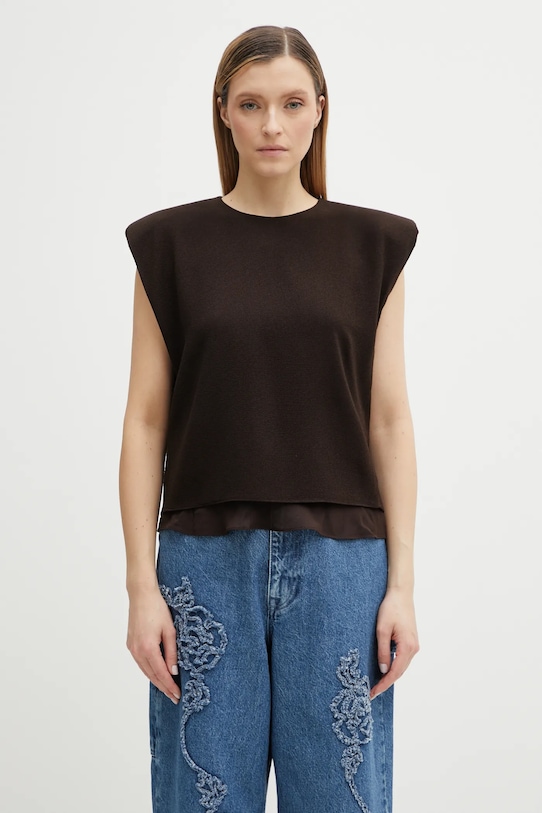 Rotate bluzka gładkie brązowy 1152111667