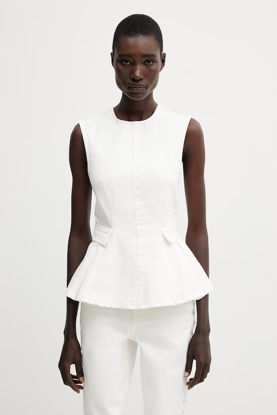 Rotate bluzka na ramiączkach damska bawełniana gładka beżowy 1164032121