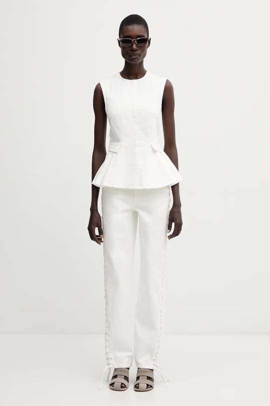 Rotate bluzka na ramiączkach damska bawełniana gładka 1164032121 beżowy