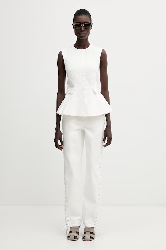 Rotate camicetta con spalline da donna in cotone liscia 1164032121 beige