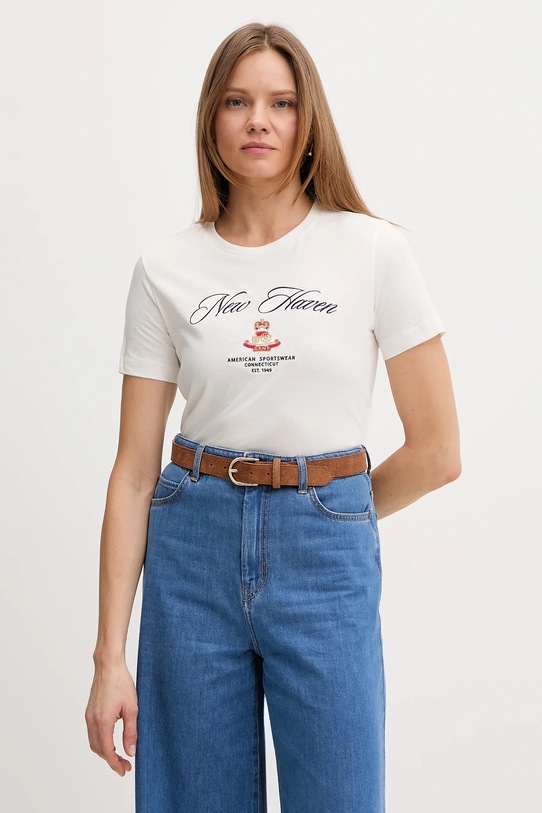 Gant t-shirt bawełniany nadruk beżowy 4202568