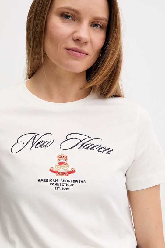 Bavlněné tričko Gant béžová 4202568