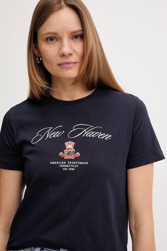 Gant t-shirt bawełniany granatowy 4202568