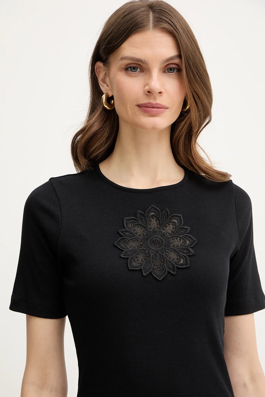 Twinset t-shirt bawełniany czarny 261TP2091