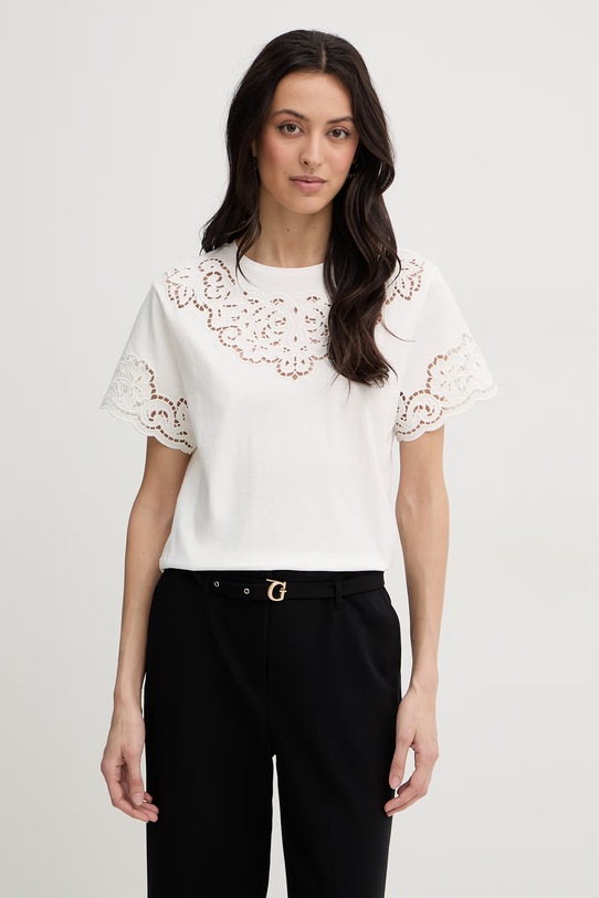 Twinset t-shirt bawełniany regular beżowy 261TP2440