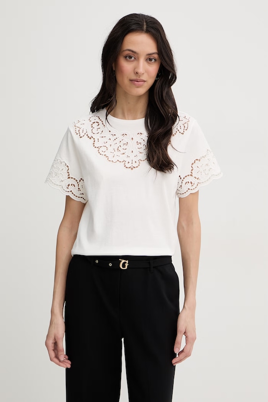 Twinset t-shirt bawełniany regular beżowy 261TP2440