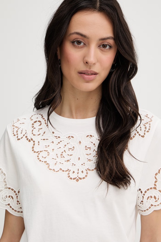 Twinset t-shirt bawełniany beżowy 261TP2440