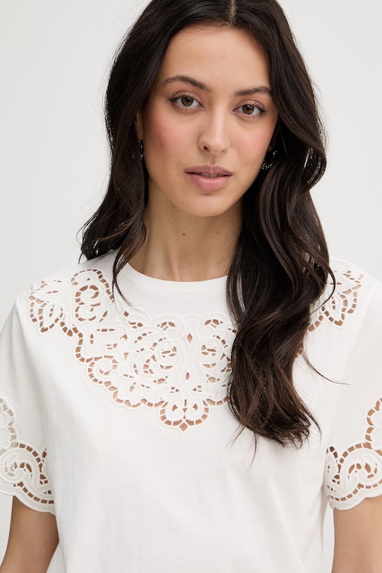 Twinset t-shirt bawełniany beżowy 261TP2440