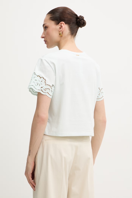 Ρούχα Βαμβακερό μπλουζάκι Twinset 261TP2440 τιρκουάζ