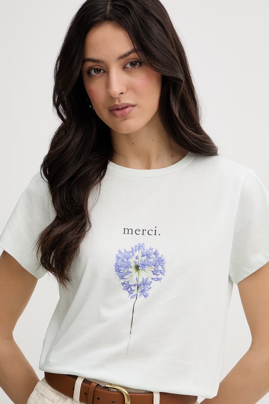 Twinset t-shirt damski bawełniany turkusowy 261TP2341