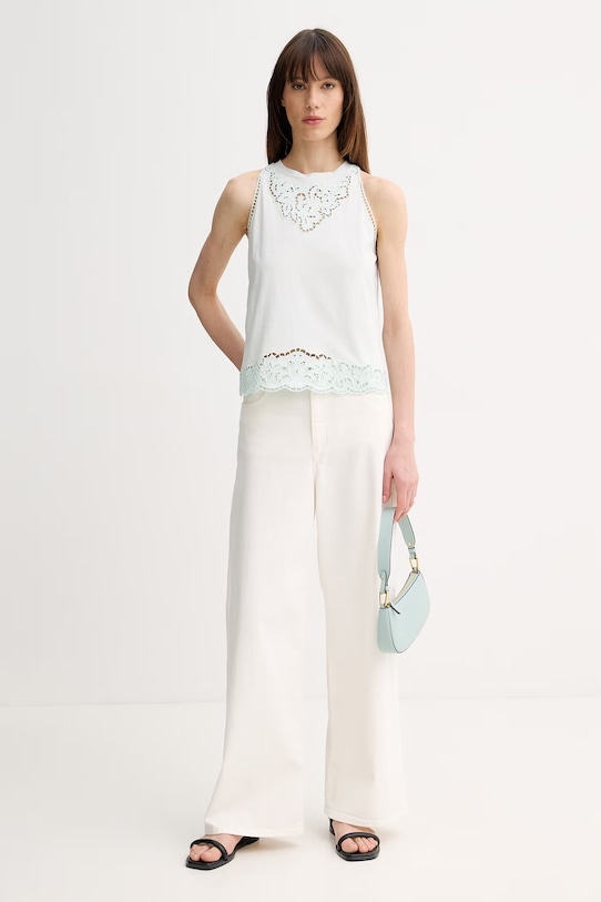 Twinset top bawełniany 261TP2441 turkusowy SS26