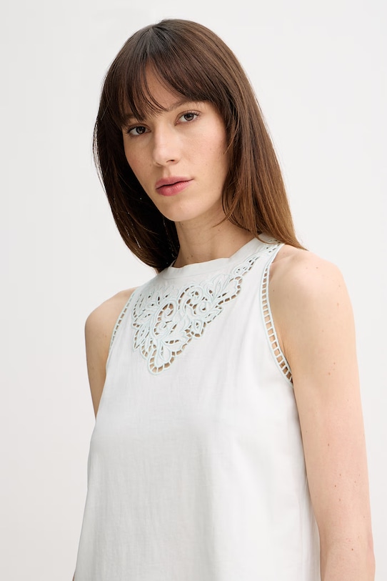 Twinset top bawełniany turkusowy 261TP2441